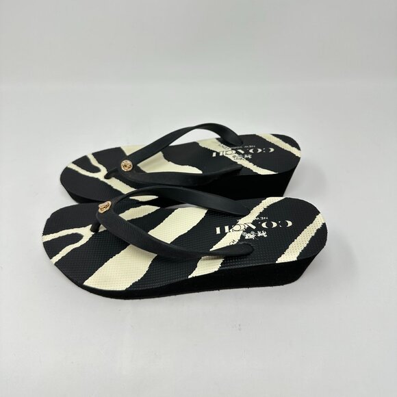 WOMEN'S ZEBRA COACH FLIP FLOPS SIZE 7B - Picture 1 of 15